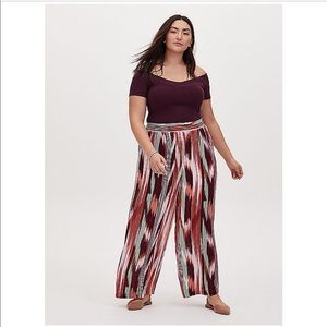 NWT Torrid Ikat Stripe Gauze Wrinkle Wide Pants 0